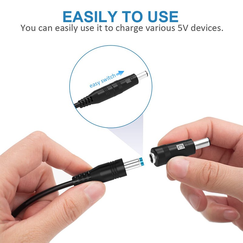 5V Universal DC Power Cable USB to DC Charging Cord 5.5x2.1mm with 13Pcs Adapter gallery