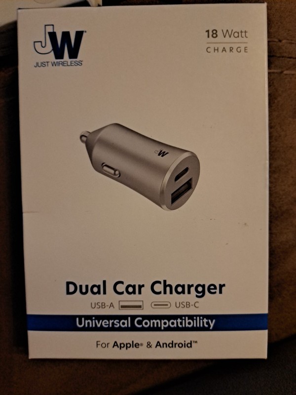 JW Just Wireless Dual Car Charger USB-A & USB-C 18 W Charge Silver Universal