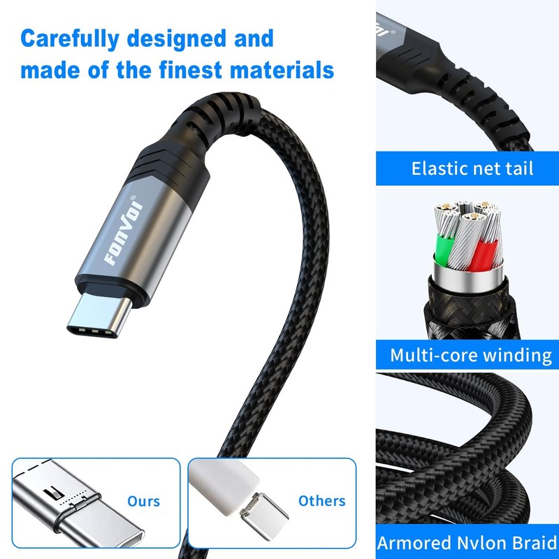 2 Pack USB C to C Cable For iPhone 15 Fast Charging Cord 4FT Power Wire Lead gallery