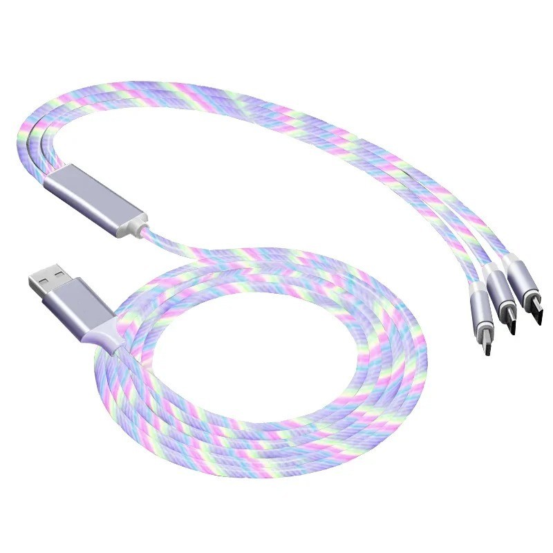 3-in-1 Multi USB Universal Flowing LED Light Up Phone Charge Cable, With Interfa gallery