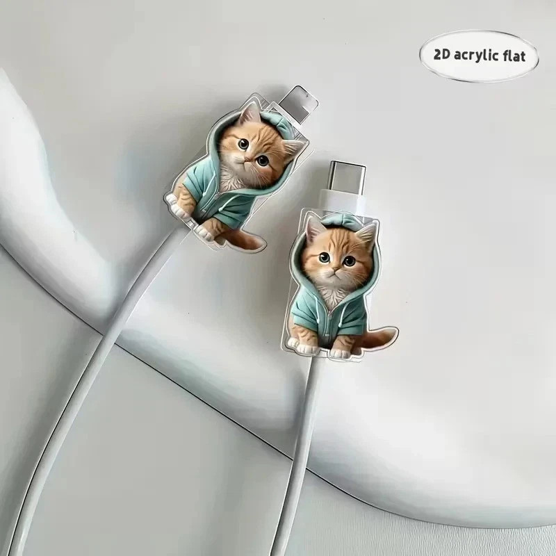 Cartoon Cat Data Cable Protectors 2PCS Type-C Charging Cable Saver Anti-Break gallery