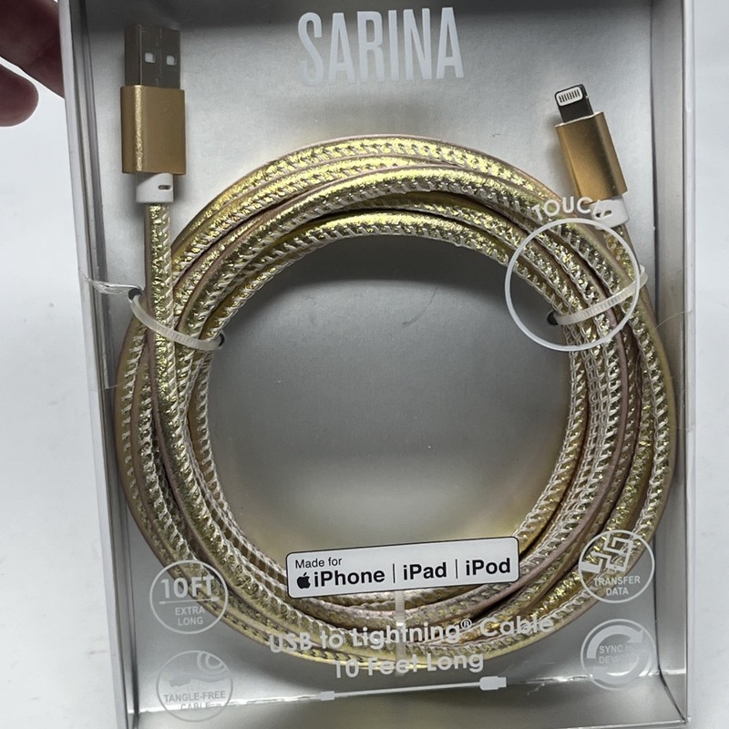 USB To Apple Ports Cable 10 Feet, Gold Fast Charging For iPhone, iPad, iPod New gallery
