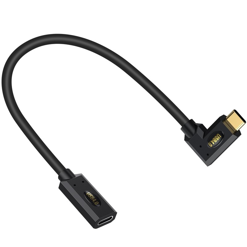 Short USB C Extension Cable 1ft 40Gbps 240W 8K Right Angle 90 Degree Extender
