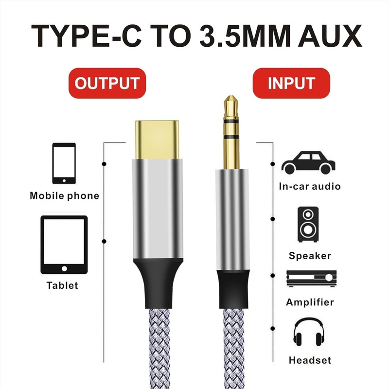 USB C to 3.5mm Audio Aux Jack Cable, Type C to Male Adapter, USB C to 3.5mm H... gallery