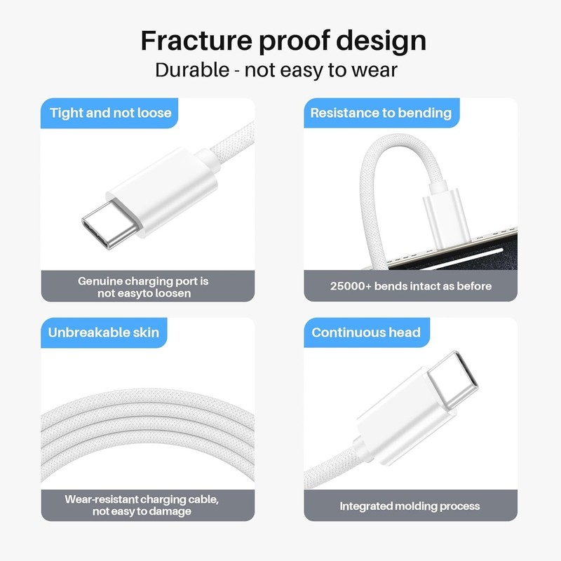 Car Carplay Woven Cable for Iphone 16 15 5FT USB a to USB C 3.2 Gen 2 gallery