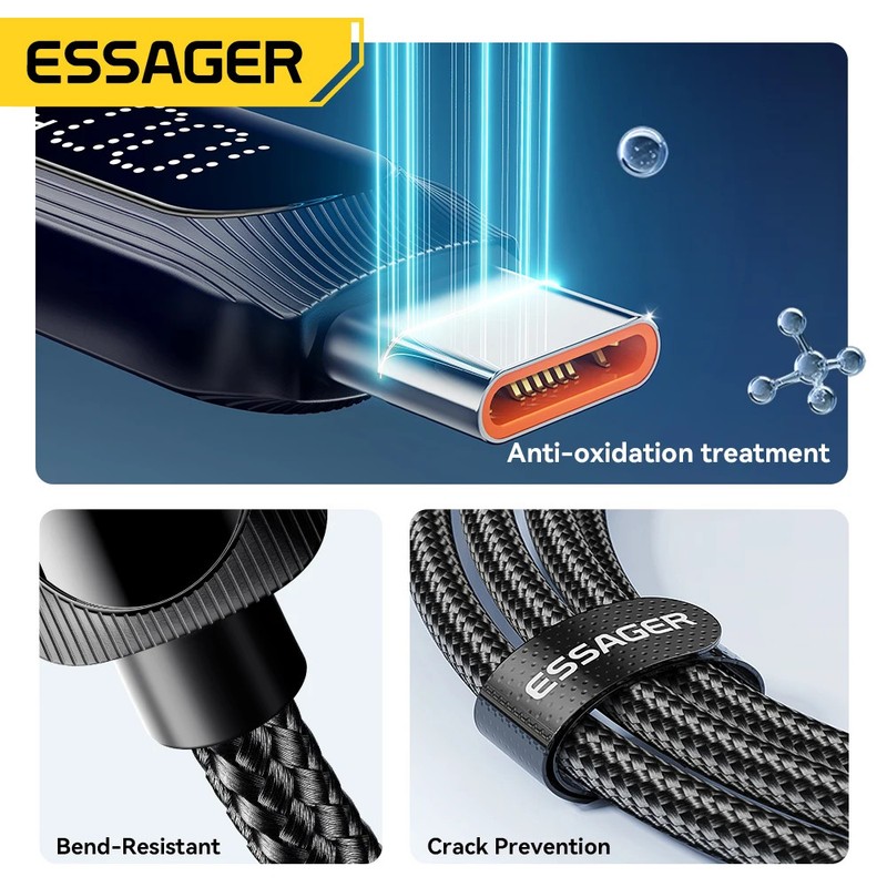 Essager 100W Type C Digital Display Cable 7A Fast Charging USB C Data Cord For M gallery