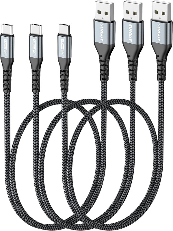 USB C Cable 1.5FT [3Pack] 3A USB to USB C Cable Fast Charging Data Transfer Brai