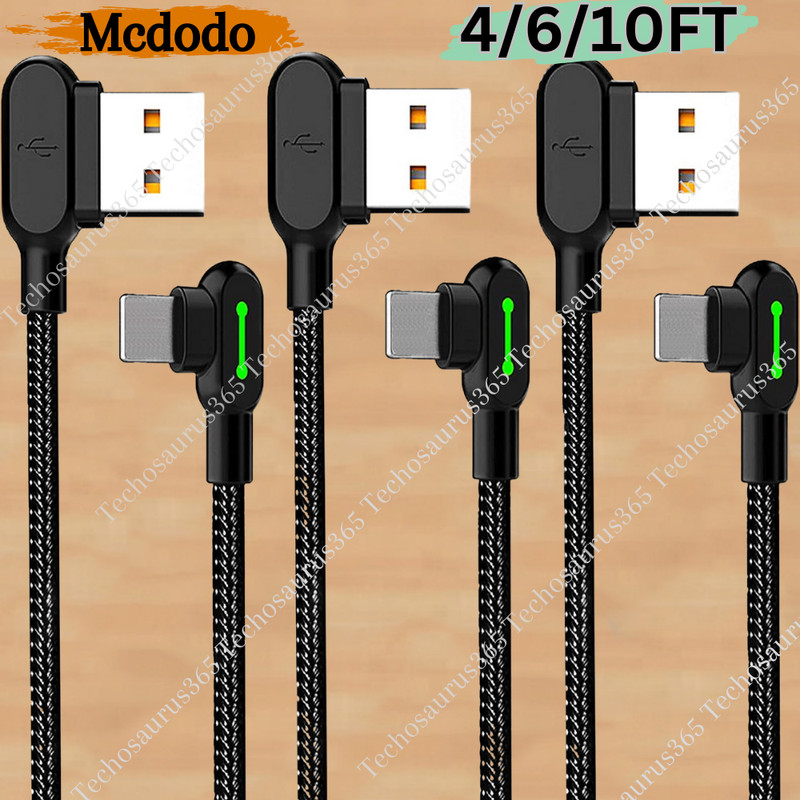 3 Pack Mcdodo 90 Degree USB Cable Fast Charge Data For iPhone 14 13 8 7 Charger