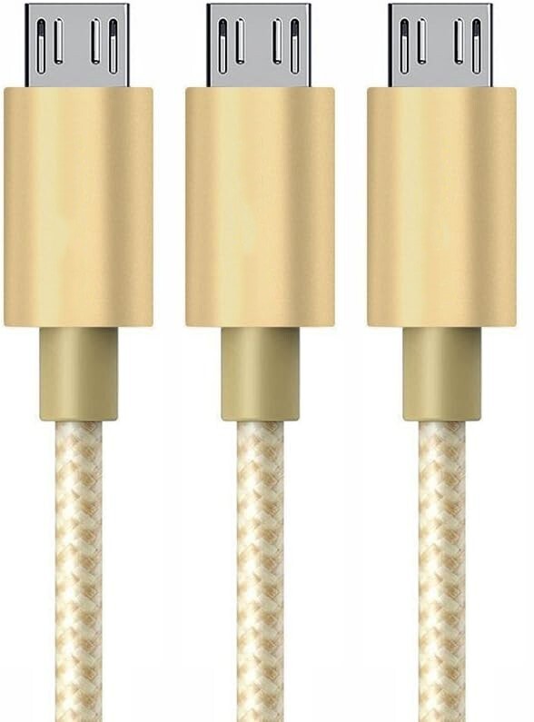 3 Pack Micro USB Fabric Braided Data Sync Charger Charging Cable Cord 6ft Gold gallery