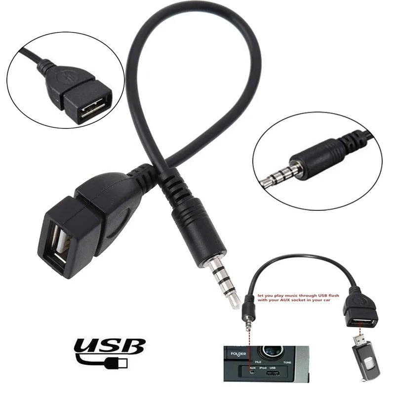 3.5mm AUX Male to USB 2.0 Female OTG Adapter Cable MP3 Music Flash Drive Audio gallery