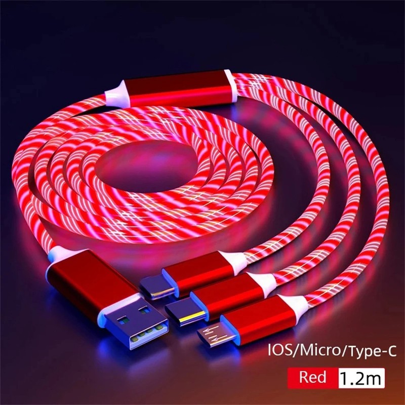 3 in 1 LED USB Fast Charging Cable Type C Micro USB iPhone Charger Luminous gallery