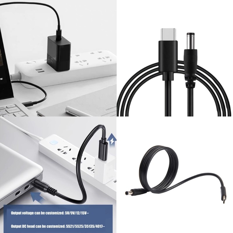 High Efficiency USB C to DC5.5x2.1mm 12V Power Cord for Small Appliances gallery