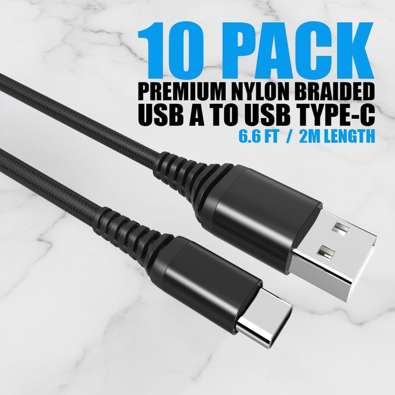 10-Pack USB -Cables [6.6ft | 3A Fast Charge | Braided] – USB-A to USB-Charger... gallery