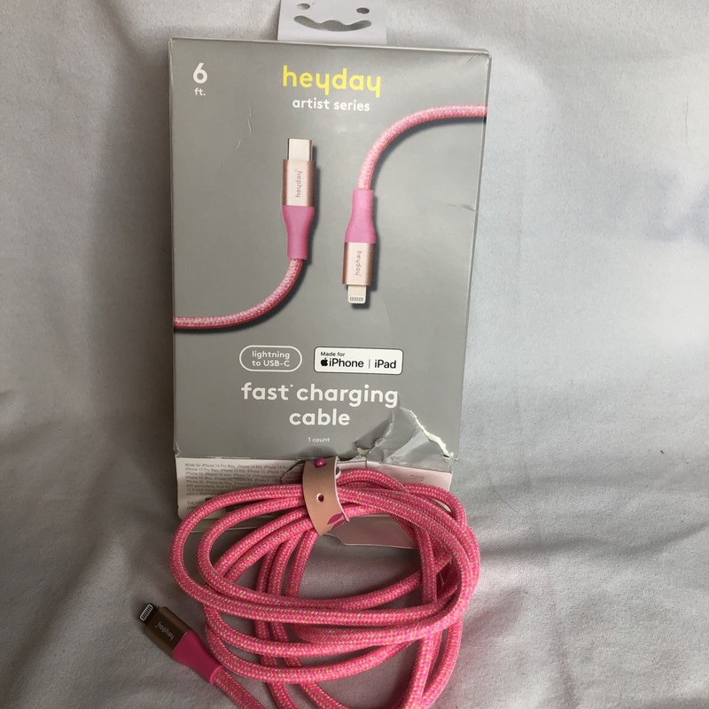 Heyday Fast Charging Pink Braided Cable – USB-C