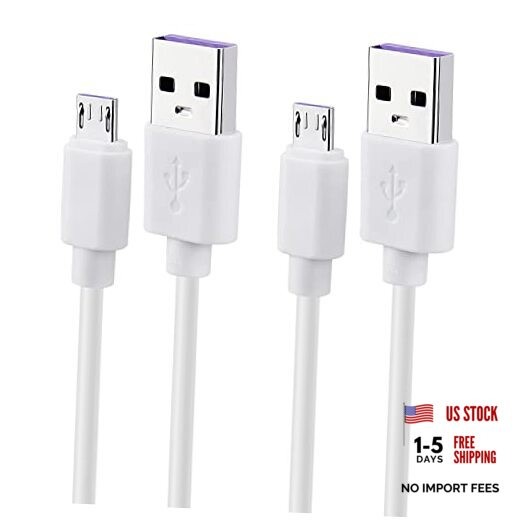 USB to Micro USB Cable 3ft Charging Cord White 2-Pack