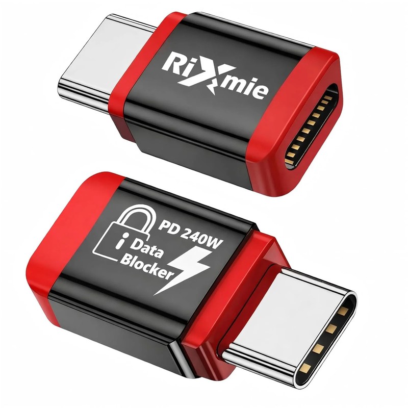 Rixmie USB C to C Data Blocker (2-Pack), PD 240W Charge Only Adapter, Anti-Hacki