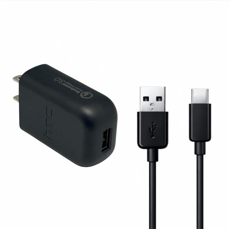 HTC 18W Fast Charger with USB Type C Cable, Adaptive Quick Charging Wall Adapter