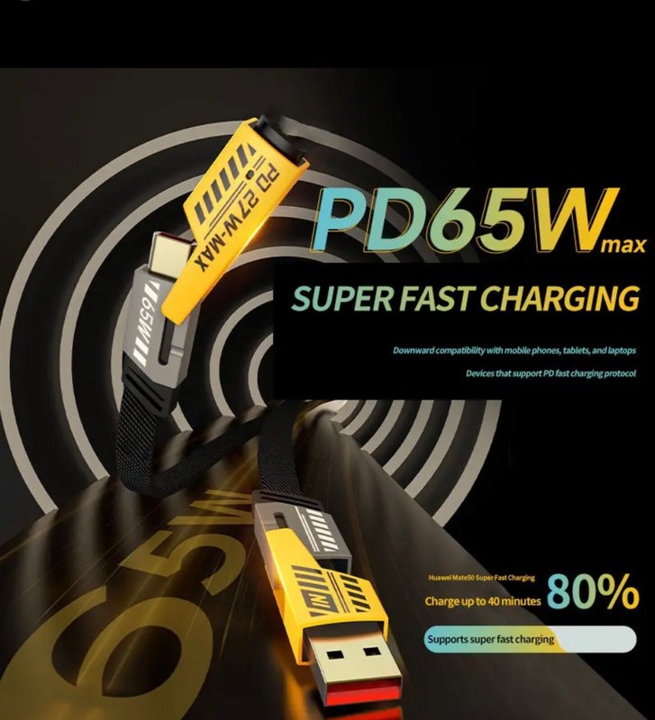 4in1 High Quality PD Fast Charging Data Cable For Android iPhone USB A, USB C gallery