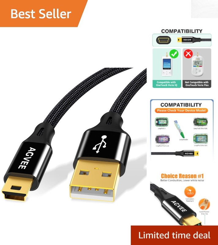 2 Pack 6.6ft Mini USB Charging Cable for LeapFrog Tablets & OneTouch Verio