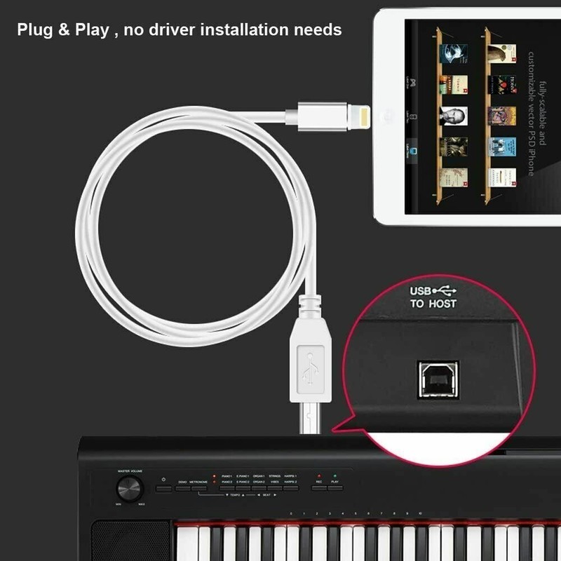Type-B USB2.0 to Midi Cable for iPhone iPad Electronic Instrument Music Keyboard gallery