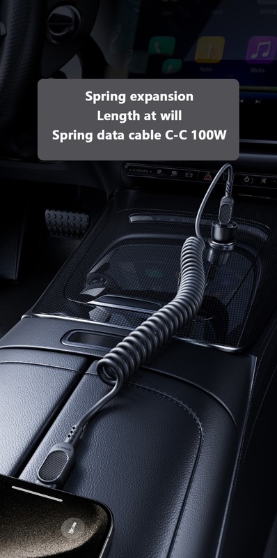100W PD USB-C Coiled Data Cable Fast Charging Cord for Car Electronic Devices gallery