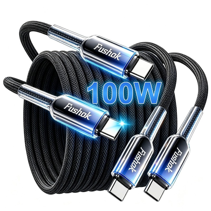 100W USB to USB Cable for iPhone 17 16 15 [2-Pack, 6FT] USB Charger Cable Fas…