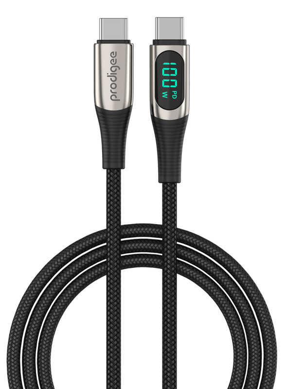 PRODIGEE ENERGEE DIGITAL CABLE WITH DISPLAY USB-C TO USB-C 100W 1.8M BLACK