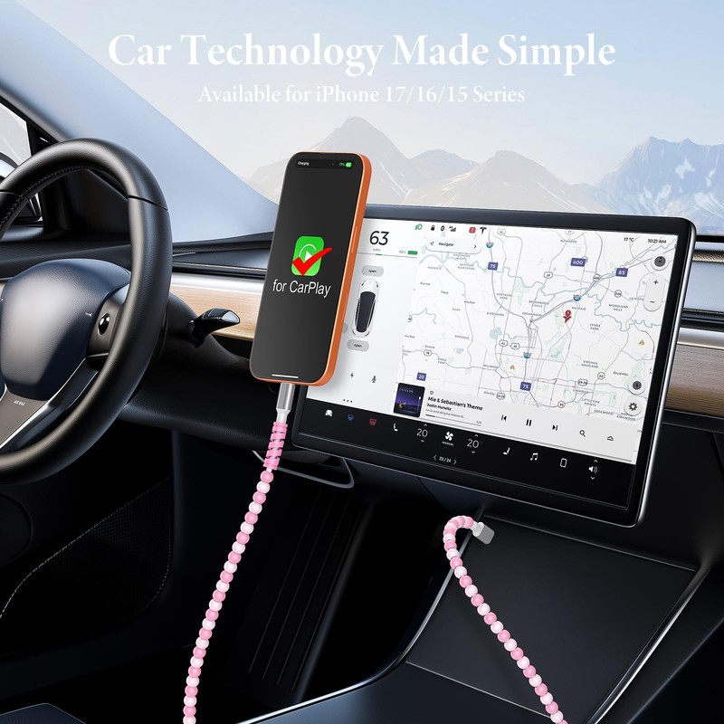USB C to USB C Cable 6FT 60W PD Fast Charging Beaded Charger Cord Cute Pearl ... gallery