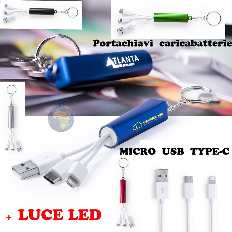 Keychain Type-C Battery Charger With LED Light USB Phone Charger