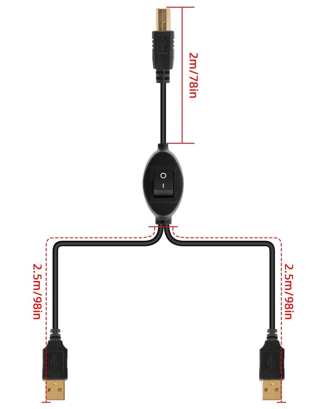 2 in 1 USB Printer Cable Splitter, USB A Male to USB B Male Printer Cable wit... gallery