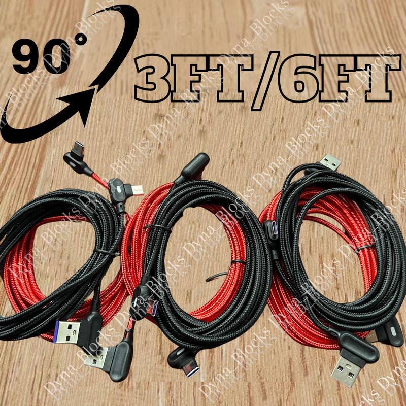 90Degree Right Angle USB A to Type C Charger Cable Fast Charging Type Sync Cord