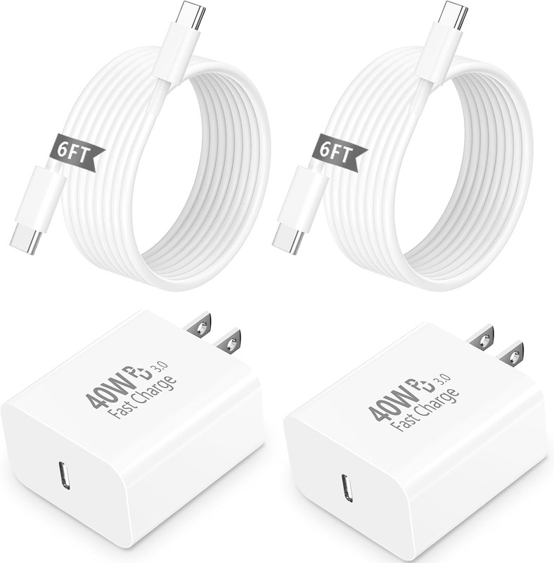 Type C Charger Fast Charging for Iphone 17, 2 Pack 40W USB C Charger Block with