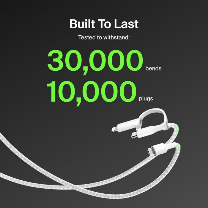 BoostCharge Pro 2-in-1 Cable with USB-C Connector, 1.5M, White gallery