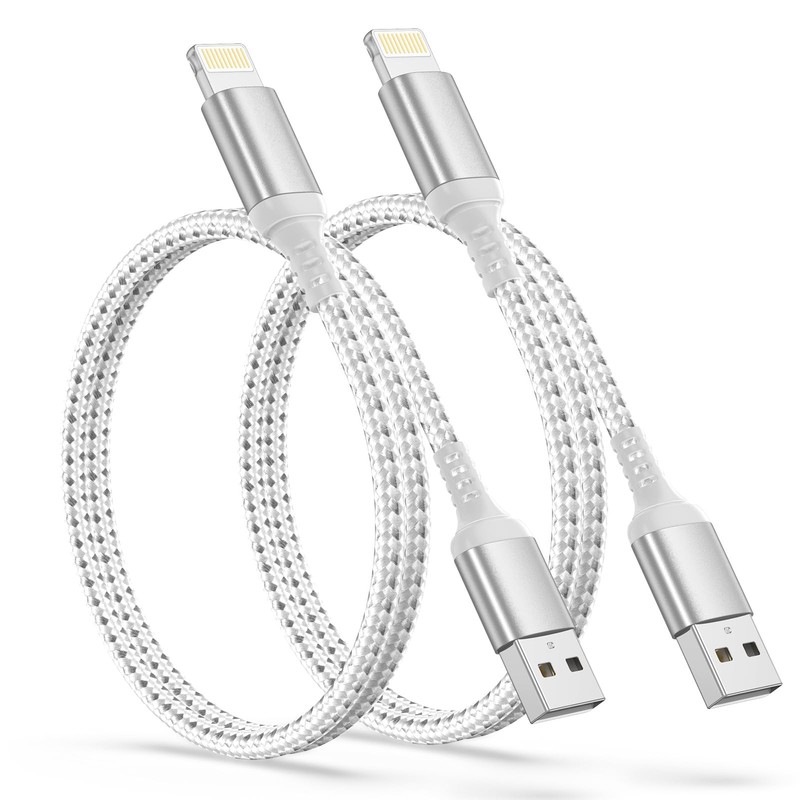 2ft USB to Lightning Cable (2-Pack) MFi Certified, Short iPhone Charger Cord ...