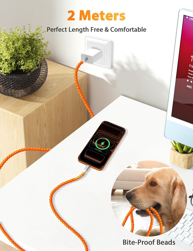 USB C Cable Beaded 6FT 60W Fast Charger Cable for Samsung S26 Ultra S25 A17 A... gallery