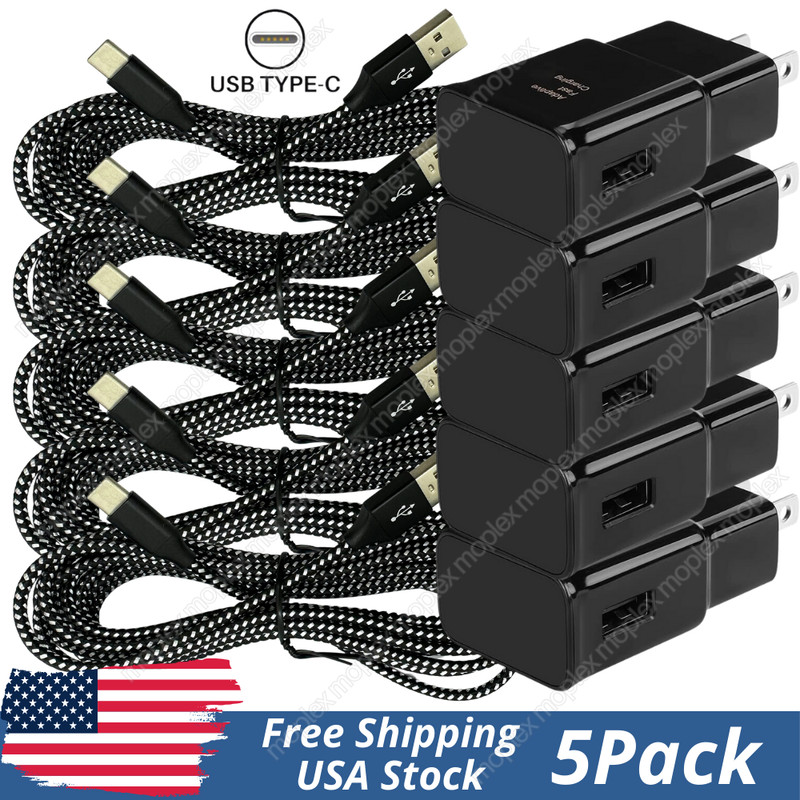 5X Adaptive Fast Charger USB C With Phone Charging Cable For Samsung Android Lot