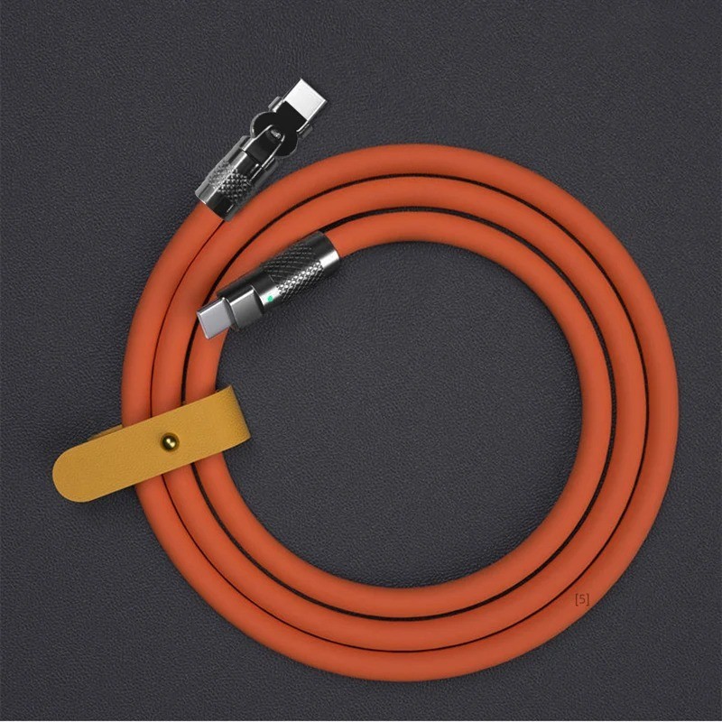 120W 6A USB C to C Fast Charging Cable 180° Rotating Elbow Silicone 1M 2M gallery