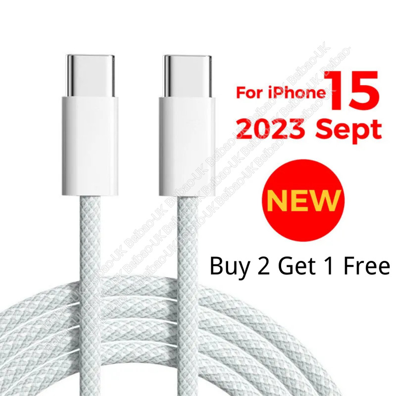 Braided PD Fast Charging Cable Type USB C Cord For Apple iPhone 15 Pro Max Plus