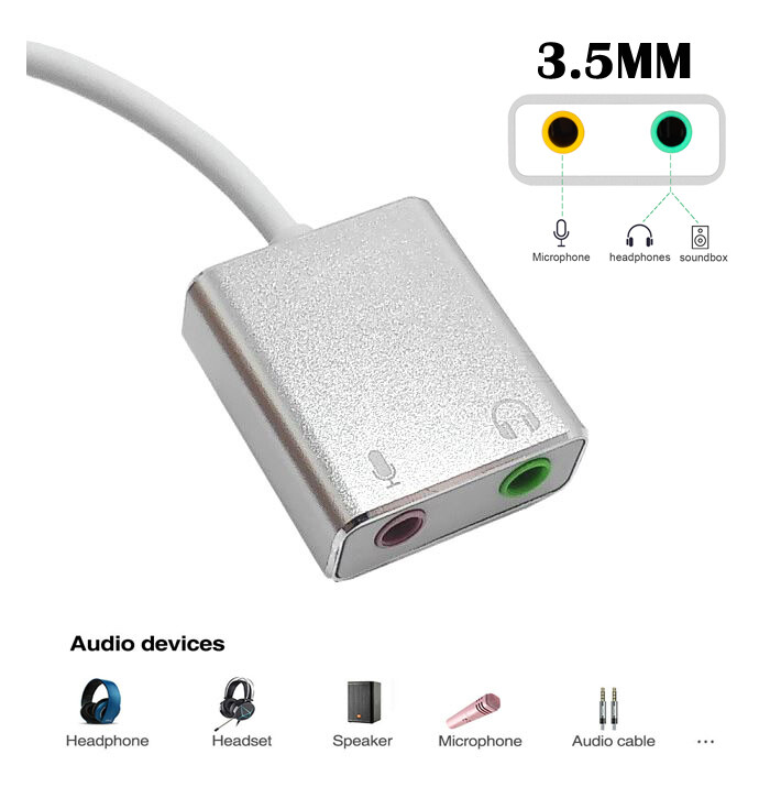 USB Type-C External Sound Card 7.1 Cable Cord Lead Stereo Audio Mic Adapter AU gallery