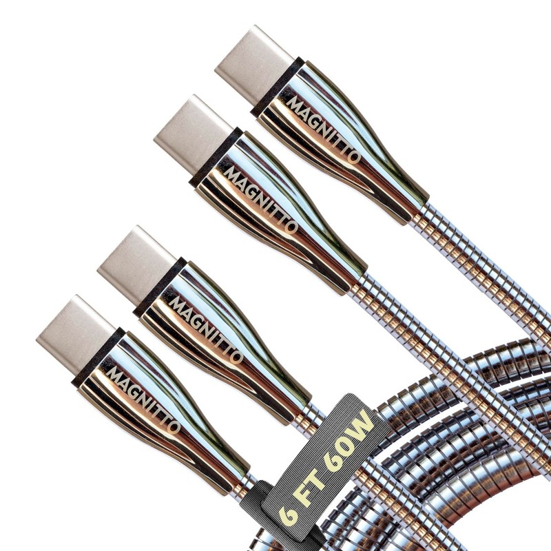 6ft USB C to USB C Cable 2-Pack, 60W 3A, Metal Braided, Tangle-Free, Durable, Ch gallery
