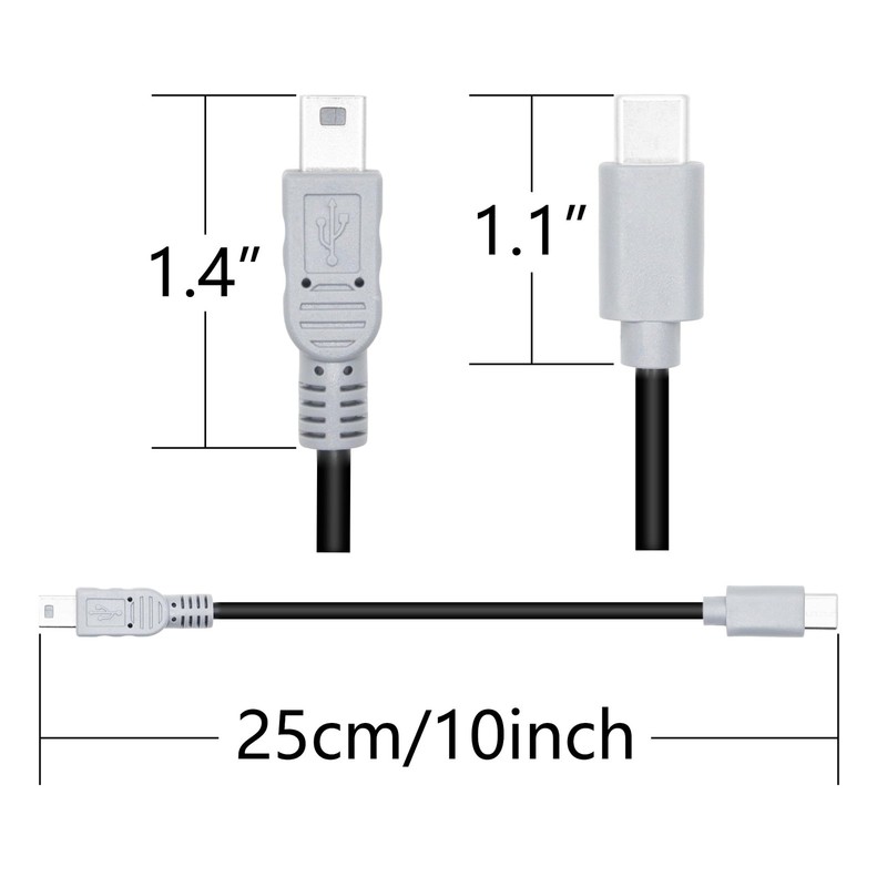 3 PCS 10 Inch USB C To Mini USB Cable OTG Charging Data Sync Converter gallery