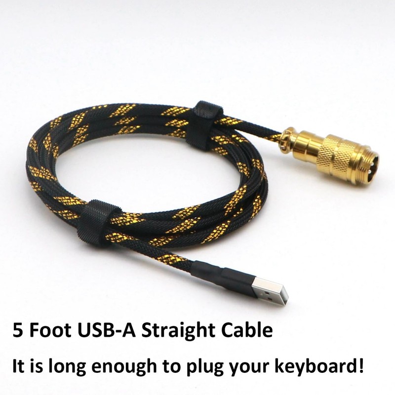 Reverse Coiled -Cable for Gaming Keyboard, Double-Sleeved Mechanical Keyboard... gallery