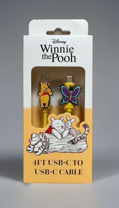NEW Disney Winnie the Pooh & Butterfly USB-C to USB-C 4ft Charging Cable