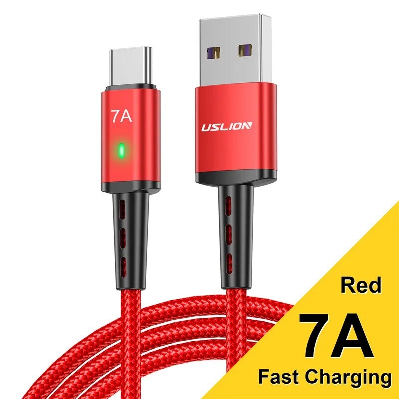 7A Fast USB Type C Data Cable Cord Wire For MacBook Xiaomi Samsung Huawei Cable