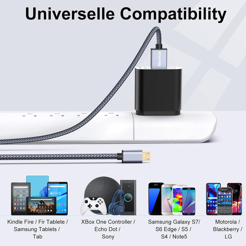 Micro USB Cable 20Ft/6M,Long Android Charger Cable,Nylon Braided Durable Fast Ph gallery