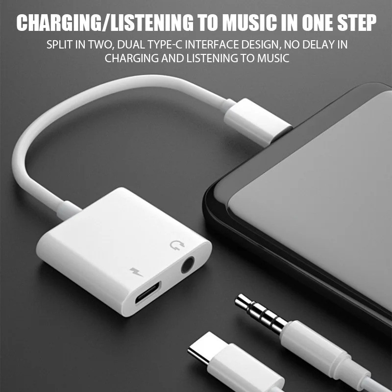 2 in 1 Charger and Headphone USB Type C to 3.5mm Aux Audio Cable Cord Adapter gallery