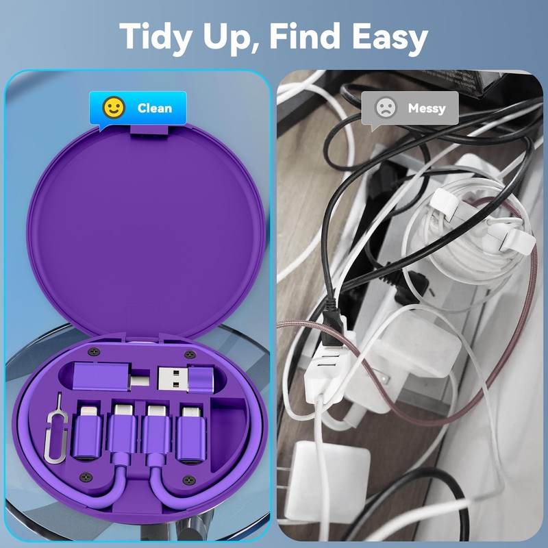 Basesailor Multi USB C Adapter Kit Set with 1FT 100W Charging Purple gallery