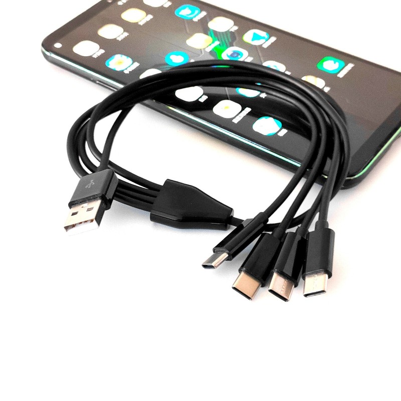 Black 50cm USB to 4 type C charger cable power 4 type c devices at once 4 in 1 gallery