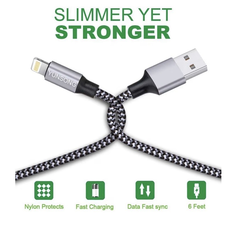 Yunsong iPhone charger 3 pack 6 FT nylon braided lightning cable (MFi certified) gallery