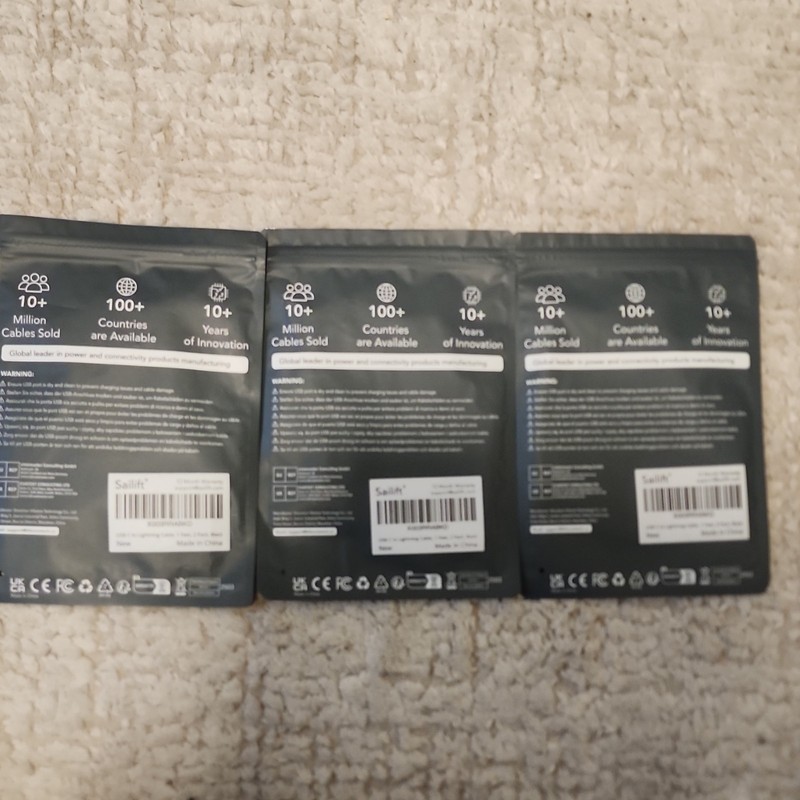 3x Salitt USB-C to Fast Charging & Data Sync Cable 1ft Black 2PK gallery